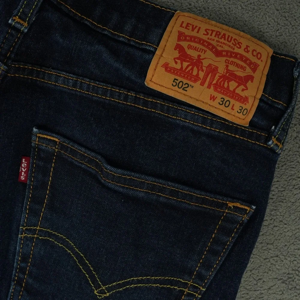 Levi's 502 Taper Jeans Mens Fits 31x28 Dark Blue Regular Taper Stretch Denim